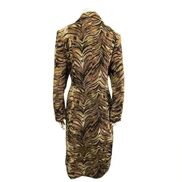 Donna Vinci Couture Tiger Print Long Coat-Size 14 Animal Print Statement Jacket - Picture 5 of 16